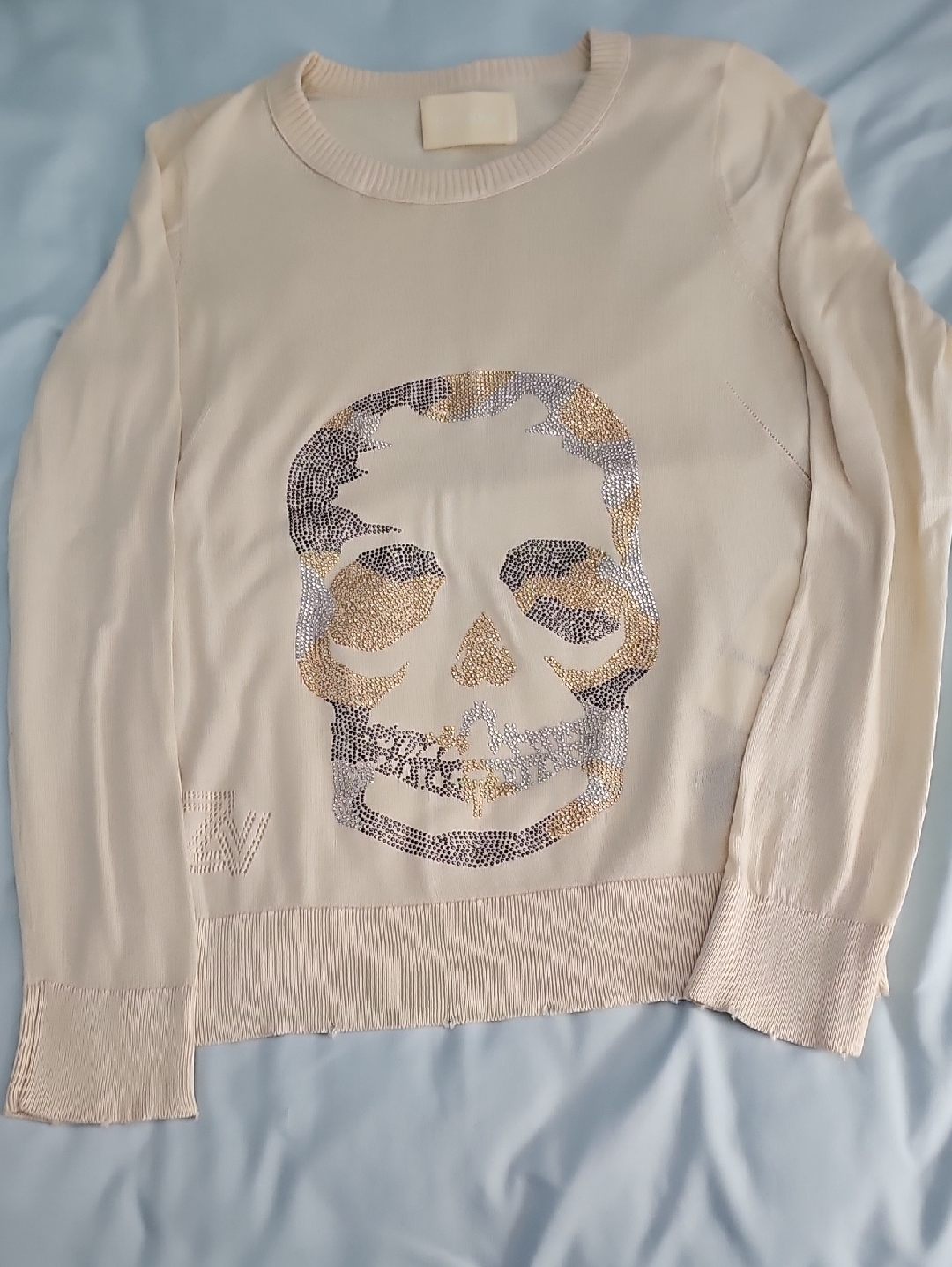 Zadig & Voltaire Ivory Skull Embellished Sweater